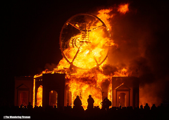 The "Man" burns at Burning Man