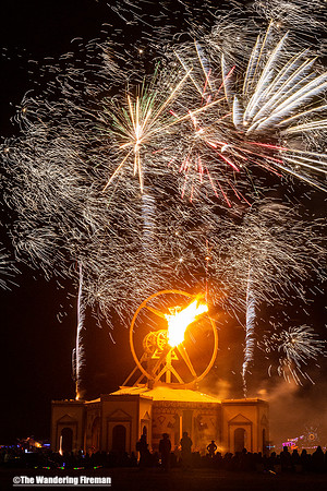 The "Man" burns at Burning Man