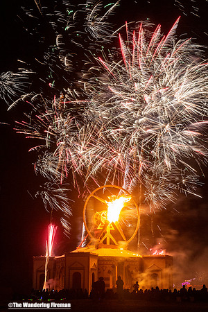 Fireworks during the "Man" burn