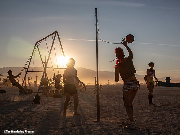 Tetherball and swings at Burning Man