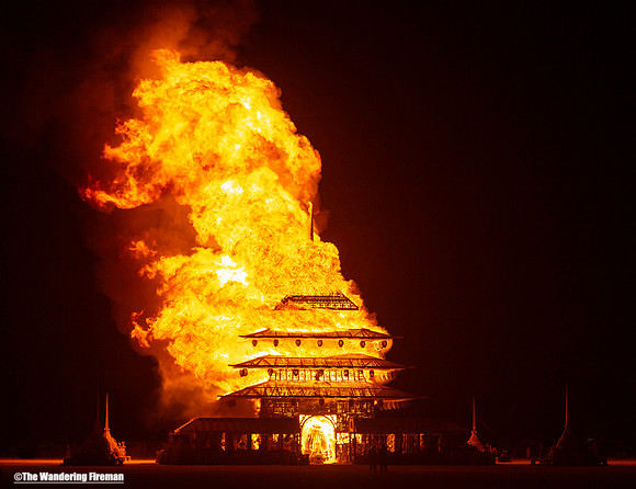 The "Temple Project" fire at Burning Man