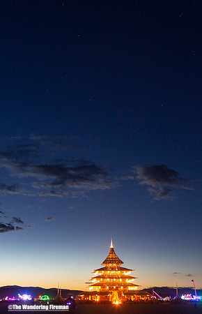 The Temple Project of Burning Man against the Big Dipper constellation