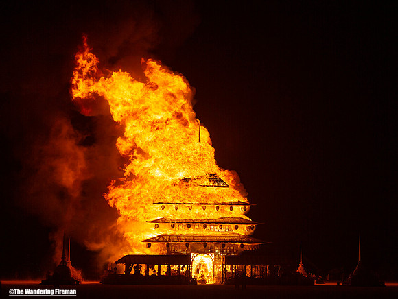 The Temple Project at Burning Man blazes with fire