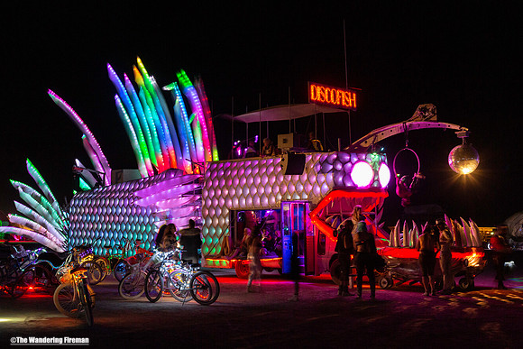 The Disco Fish art car at Burning Man
