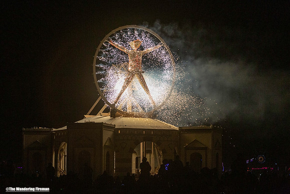 The beginning of the Man burn at Burning Man