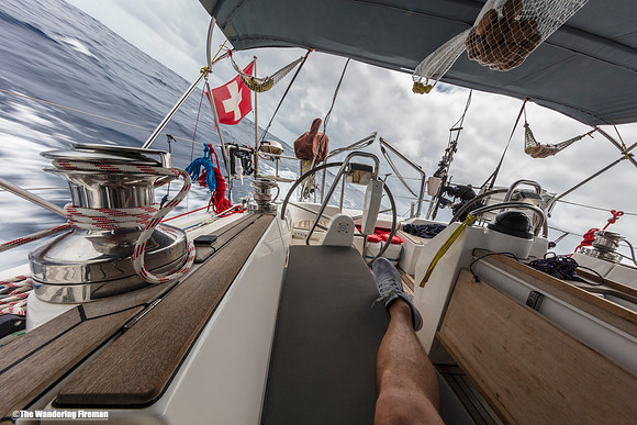 Heeling over on the Swiss yacht Aranui