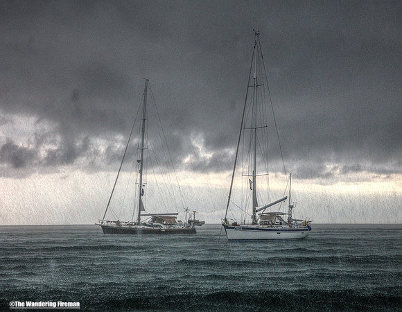 Yachts in the harbour of Puerto Ayora, Galapagos Islands