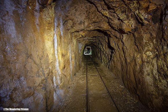 Looking along a gold mine shaft in Karangahake Gorge in New Zealand