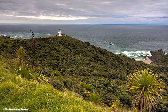 Looking north past the lighthouse at Cape Reinga on the north island of New Zealand