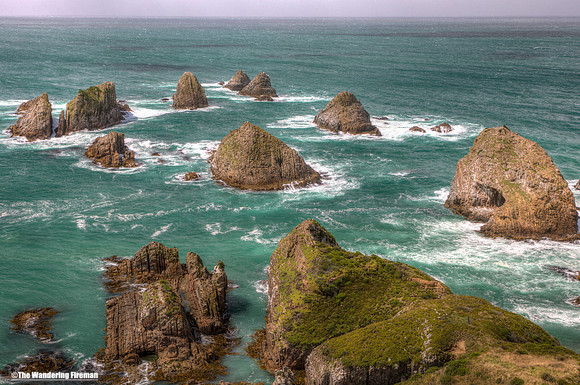 Rocks off the ocean off Nugget Point New Zealand