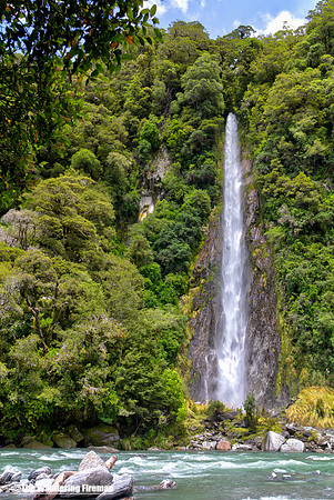 Thunder Creek Falls in New Zealand
