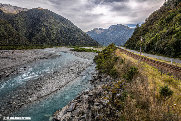 Waimakariri river scene in New Zealand