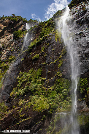 Waterfalls in Milford Sound New Zealand