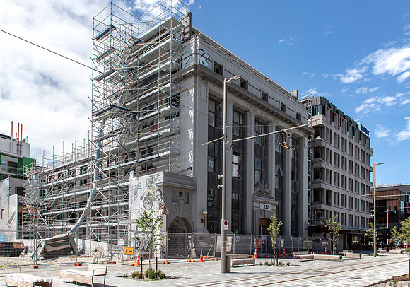 An earthquake damaged building in Christchurch New Zealand