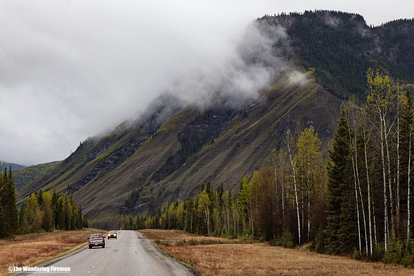 A scenic view of the Alaskan Highway in north British Columbia