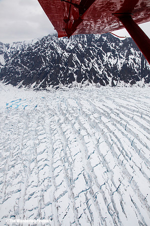 Crevasses on the glacier of Denali in Alaska