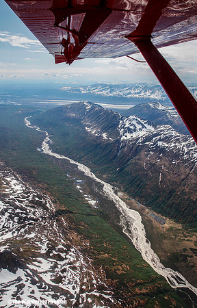 Looking over the Alaskan range while flying into Denali in Alaska