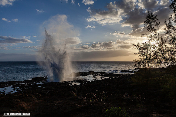 Blowhole in the south coast of Kauai Hawaii