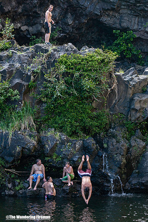 Diving into a pool in Maui Hawaii