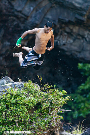 Leaping into a pool in Maui Hawaii