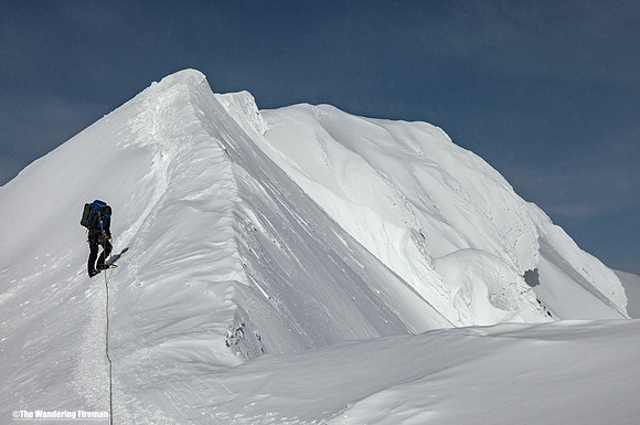 A gorgeous view of summit ridge on Denali, Alaska, the highest mountain in North America