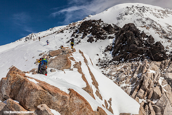 Climbers continue along the West Buttress ridge of Denali, Alaska, the highest mountain in North America