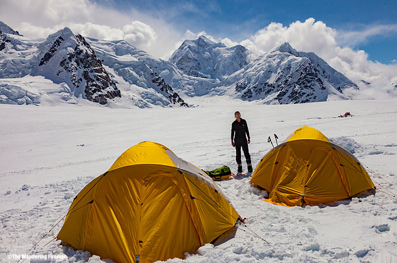 First camp on the glacier in Denali, Alaska, the highest mountain in North America
