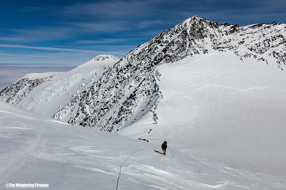 Looking back from Zebra rocks on Denali, Alaska, the highest mountain in North America