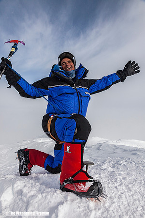 Vernan Tejas on the summit of Denali, Alaska, the highest mountain in North America