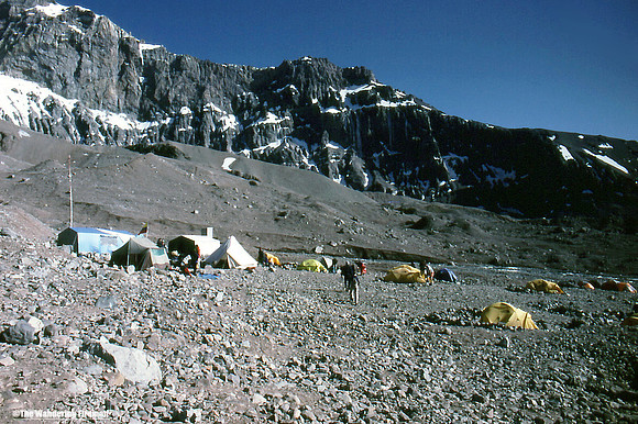 A scenic view of base camp on Aconcagua Argentina