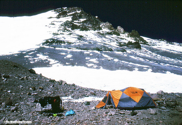 Camp one and the summit of Aconcagua Argentina