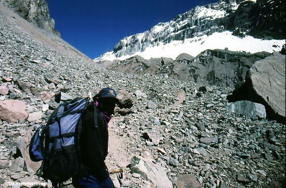 Climbing out from base camp on Aconcagua Argentina