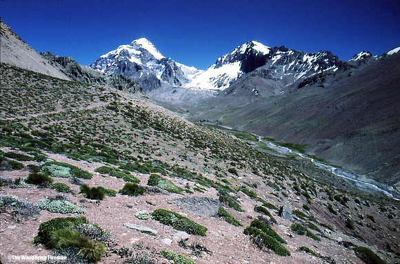 The scenic landscape of Argentina on the road to base camp of Aconcagua