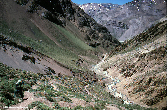 The scenic river valley in Argentina leading to base camp of Argentina