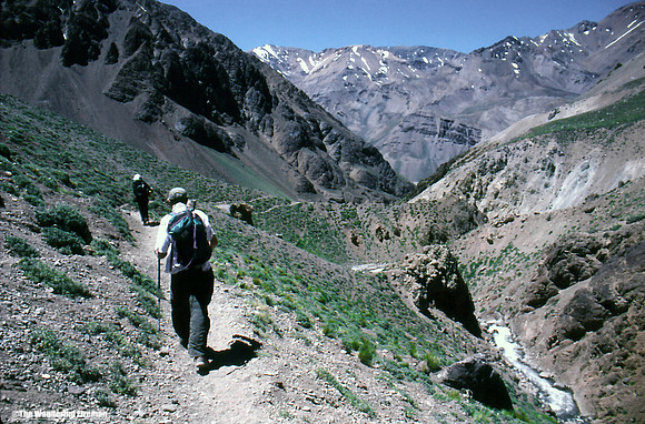 Hiking the trail to Aconcagua base camp in Argentina