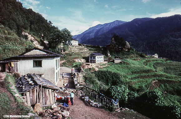 A typical Nepalese village on the trekking route in Nepal