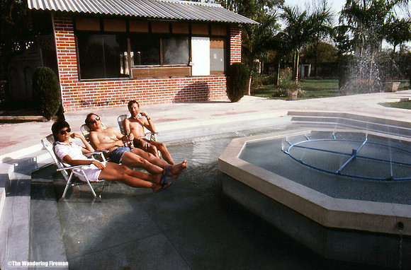 Heather, me and Kurt poolside in Agra, India