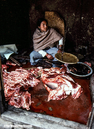 Street meat vendor in Kathmandu Nepal