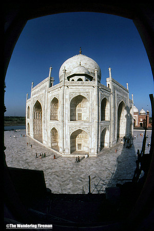 The Taj Mahal in Agra India in a fisheye lens image