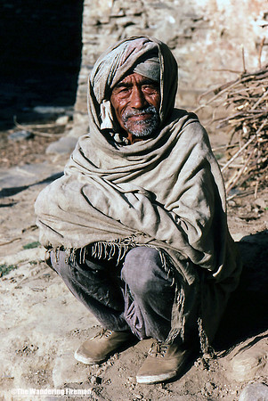 Very old man in a shawl in Nepal