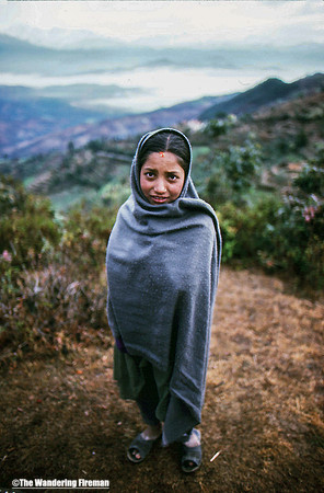 Young girl in a shawl in Nepal