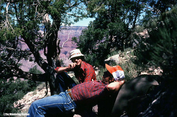 Resting on our way down Hermit Trail of the Grand Canyon