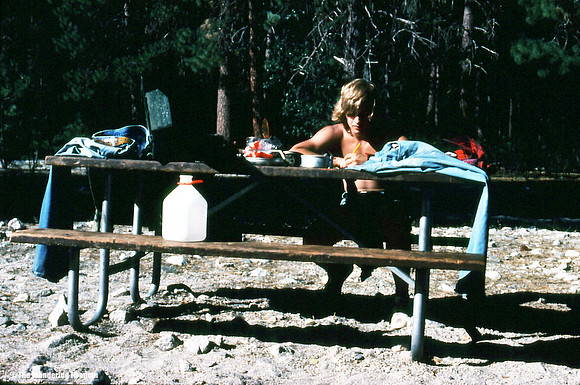 Rich writing in his journal along our road trip to California
