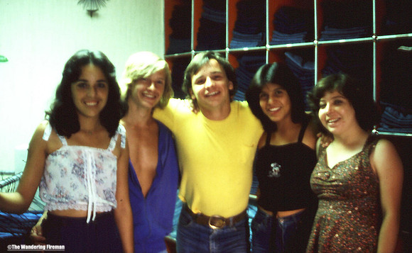 With cute Mexican gals in a jean shop in Nogales Mexico
