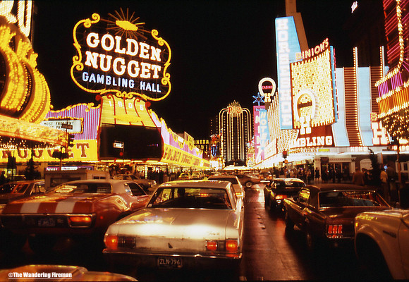 Driving the Las Vegas strip at night on our road trip to California