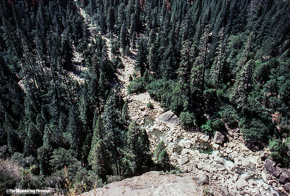 Looking down the lower section of the Yosemite Falls