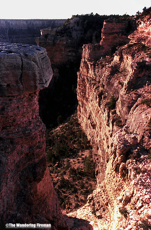 Scenic view down Hermit Trail in the Grand Canyon of Arizona