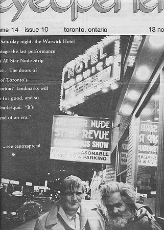 Ryerson Eyeopener newspaper Warwick Hotel cover