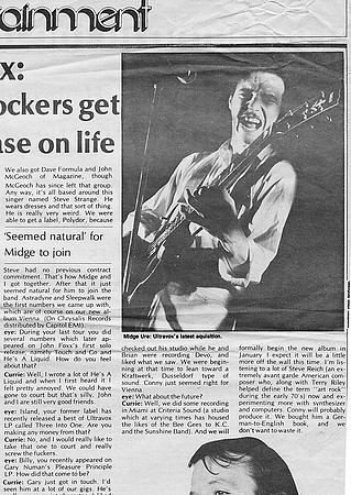 Ryerson Eyeopener newspaper Ultravox rock band
