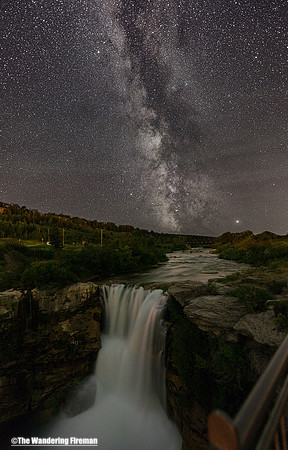 The Milky Way over Lundbreck Falls Alberta
